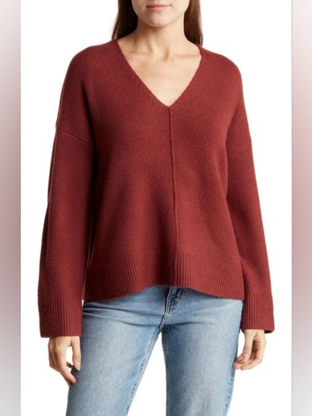 Madewell Juniper V-neck Sweater In Rich Burgundy Med